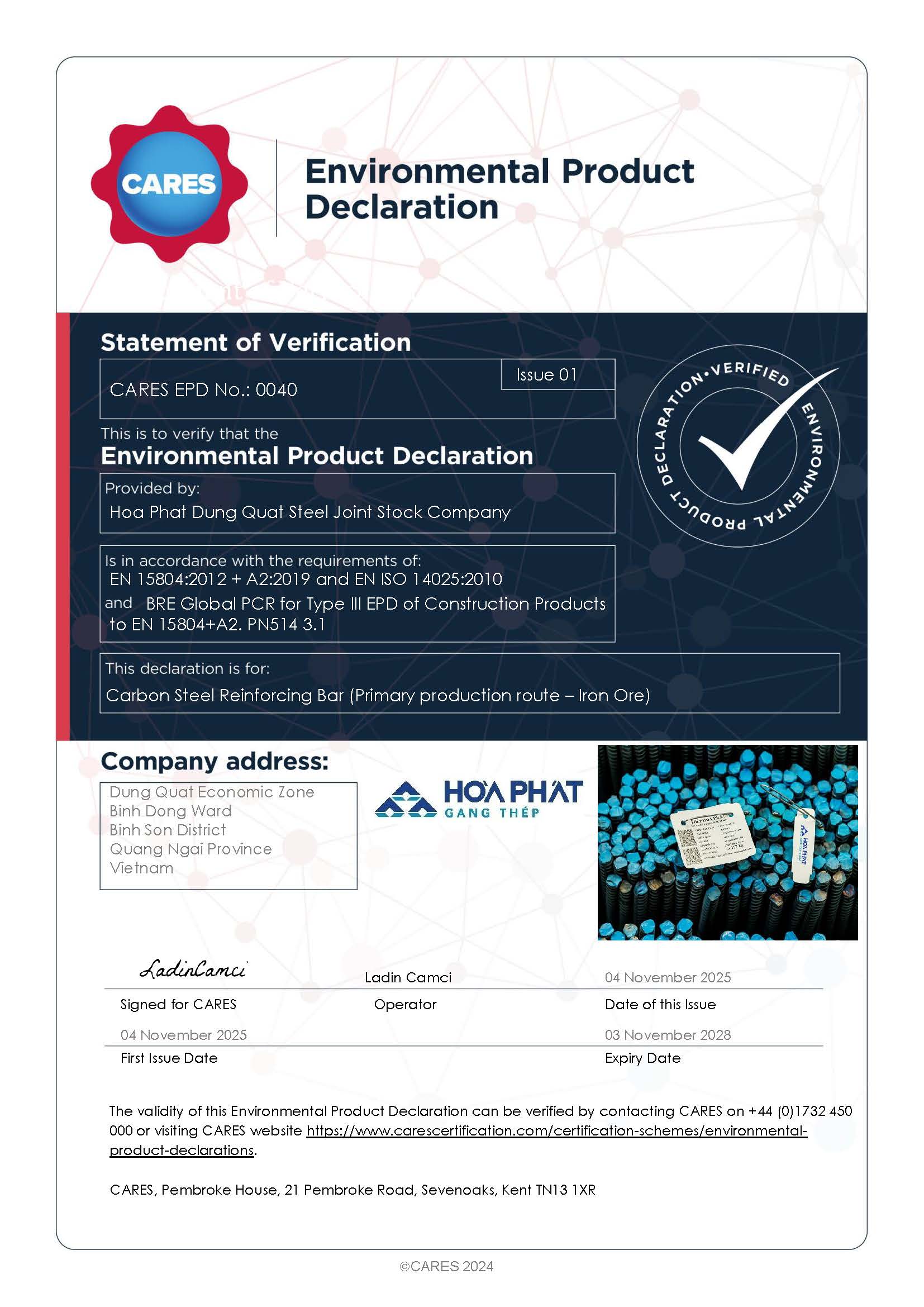 Hoa Phat Dung Quat Steel JSC EPD